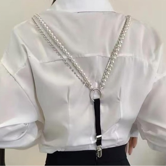 Pearl and Rhinestone Suspenders - Picture 2 of 6
